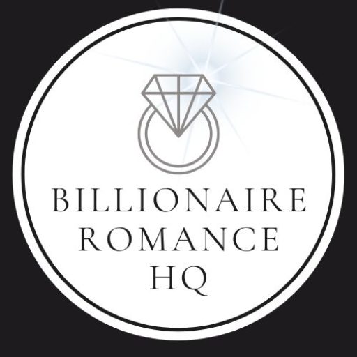 Billionaire Romance HQ logo featuring a diamond engagement ring inside a white circle with black border and elegant serif font.